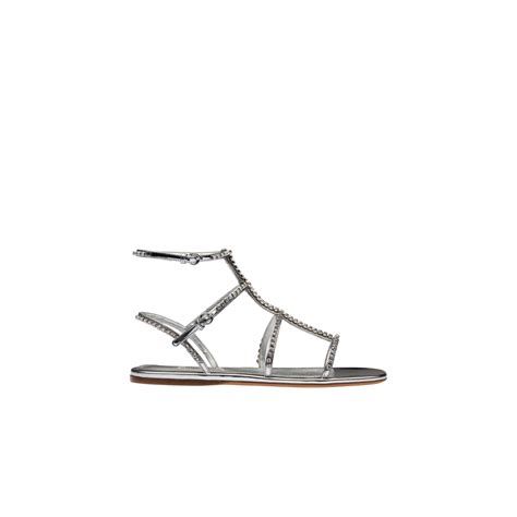 Metallic technical fabric sandals 